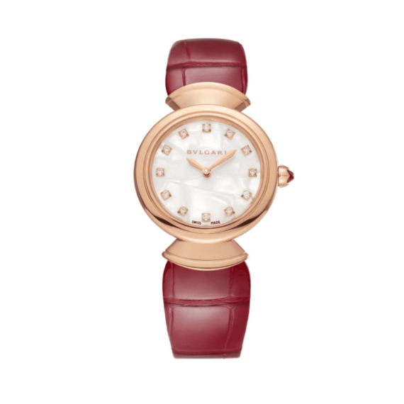 Bvlgari Divas Dream Rose Gold Watch With Red Strap, watch-masters